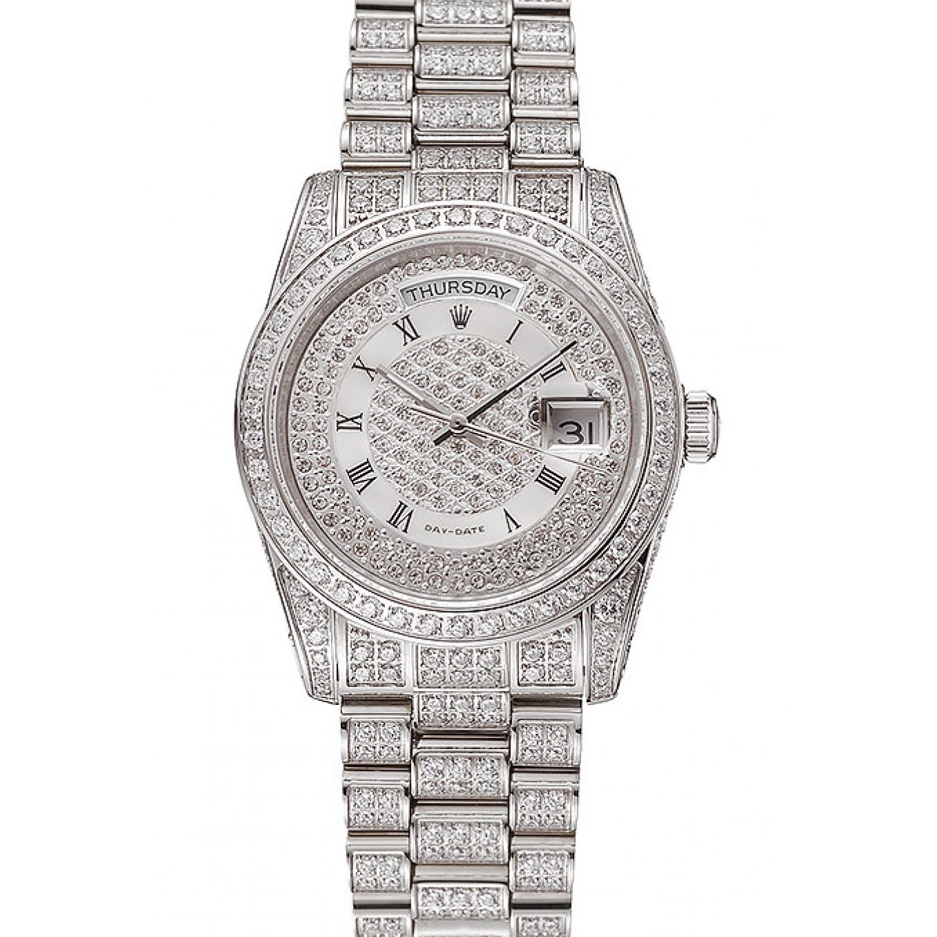 Diamond Bracelet 1453950 Pave Case Dial Swiss Diamond Rolex Diamond Day-Date 0816